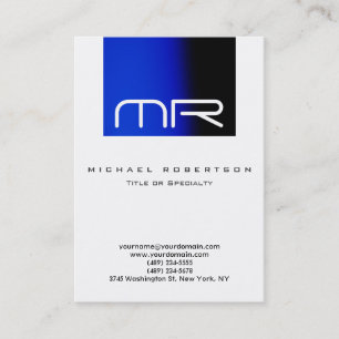 Moderne, einzigartige Monogram White Blue Business Visitenkarte