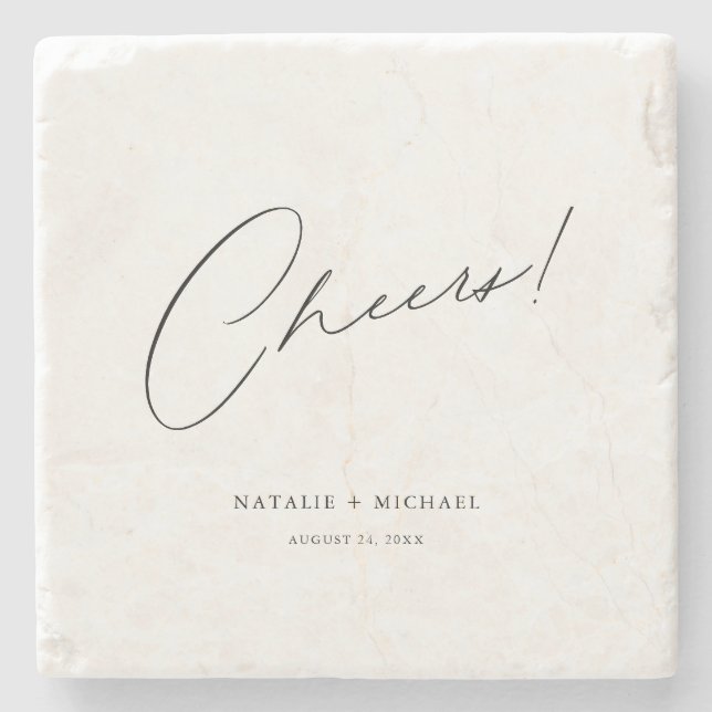 Moderne, einzigartige Personalisierte Hochzeit Steinuntersetzer (Vorderseite)