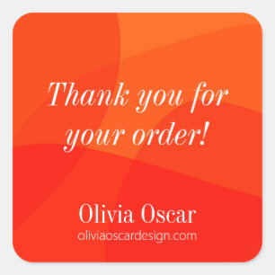 Moderne, einzigartige Rote Orange Abstrakte Kunst  Quadratischer Aufkleber