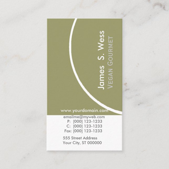 Moderne einzigartige Sage Green mit Halbkreis Mode Visitenkarte (Vorderseite)