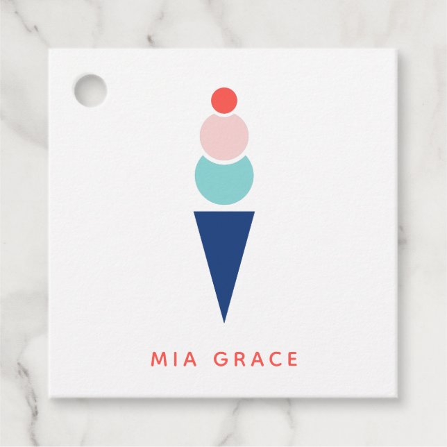 Moderne Eiscreme in Blau und Rosa Geschenkanhänger (Vorderseite)