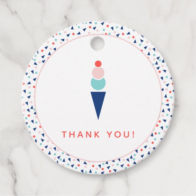 Moderne Eiscreme in Blau und Rosa Geschenkanhänger (Vorderseite)