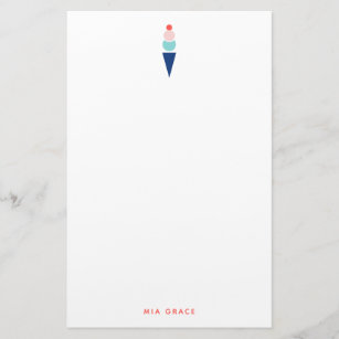 Moderne Eiscreme Kone Blau und Rosa Personalisiert Briefpapier