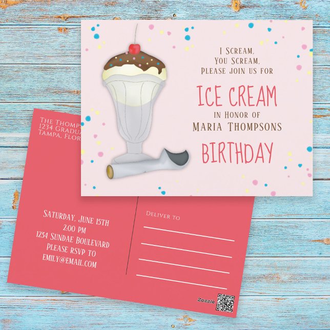 Moderne Eiscreme Whimsical Sprinkles Geburtstag Postkarte (Von Creator hochgeladen)