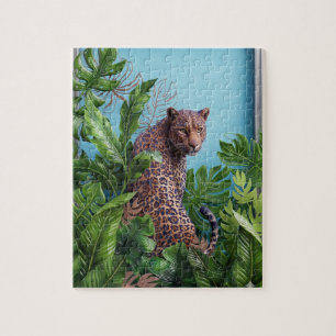 Moderne eklektische Leopard Dschungel-Puzzle 110 T Puzzle