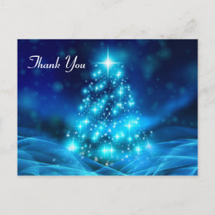 Moderne Electric Blue Christmas Tree Vielen Dank Postkarte
