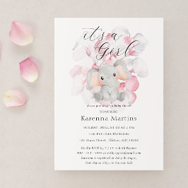 Moderne Elefantenflora Es ist eine Girl Baby Dusch Einladung