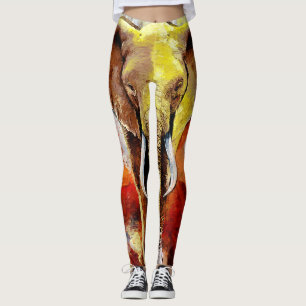 Moderne Elefantenölmalerei Abstrakt Leggings