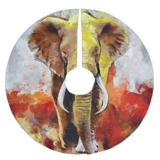 Moderne Elefantenölmalerei Abstrakt Polyester Weihnachtsbaumdecke