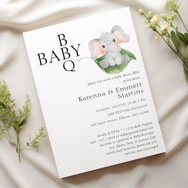 Moderne Elefantenpflanze GRILLEN Babydusche Einladung (Von Creator hochgeladen)