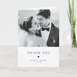 Moderne Elegance Blue Typografy Wedding Dankeskarte