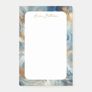 Moderne Elegance Blue White Gold Post-it Klebezettel