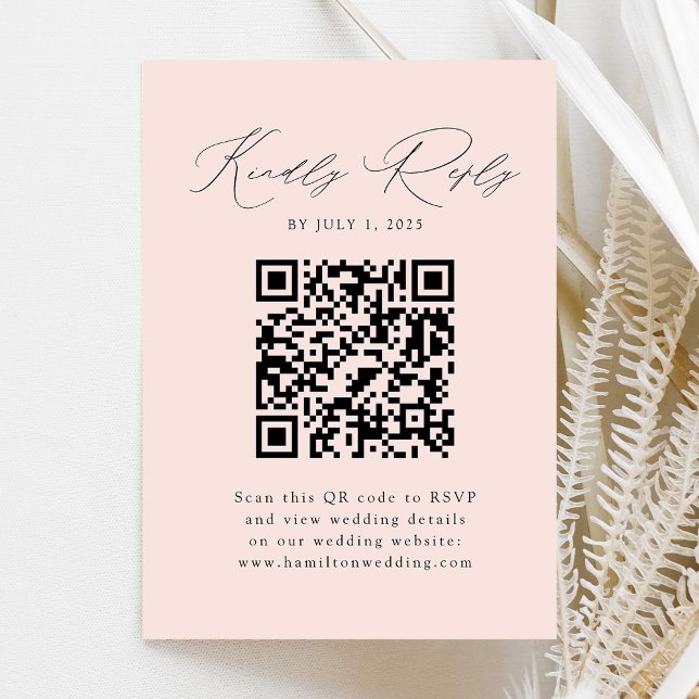 Moderne Elegance Blush QR Code UAWG Begleitkarte (Von Creator hochgeladen)