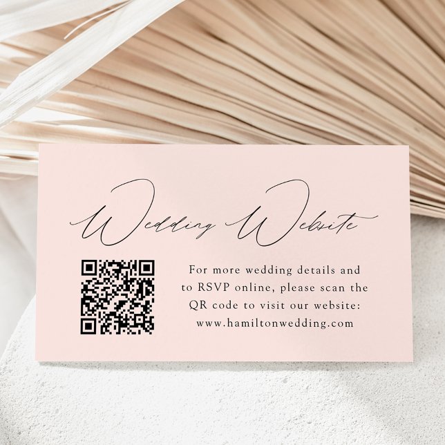 Moderne Elegance Blush Wedding Website QR Code Begleitkarte (Von Creator hochgeladen)