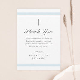 Moderne Elegance Boys Taufe Dankeskarte