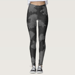 Moderne Elegance Camouflage Schwarz und Grau Leggings