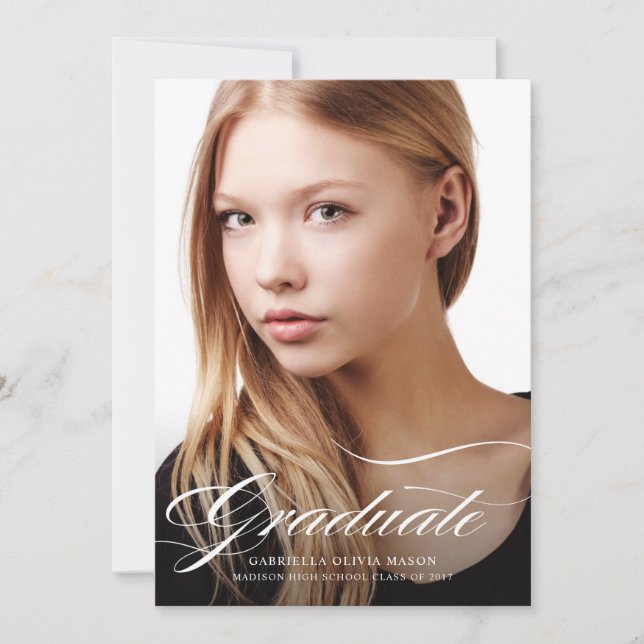 Moderne Elegance Foto Abschluss Ankündigung (Vorderseite)