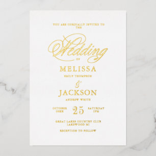 Moderne Elegance Golden Wedding Foil Einladung
