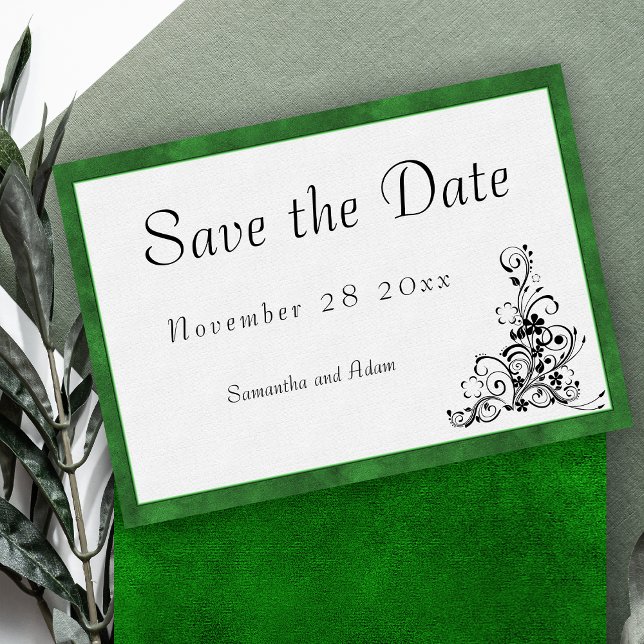Moderne Elegance Green Frame Wedding Save The Date (Von Creator hochgeladen)