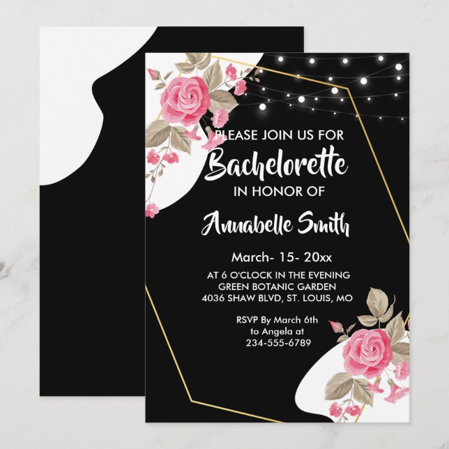 Moderne Elegance Pink Bläserschnürbachelor Einladung (Vorne/Hinten)