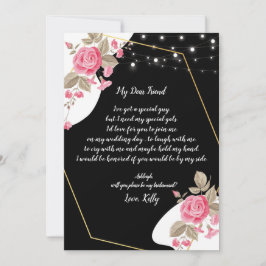 Moderne Elegance Pink Floral wird meine Brautjungf Einladung