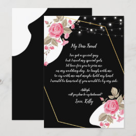 Moderne Elegance Pink Floral wird meine Brautjungf Einladung