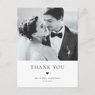 Moderne Elegance Red Typografy Wedding Vielen Dank Postkarte