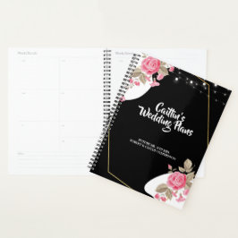 Moderne Elegance Rosa Blumenzange Hochzeitsplaner Planer