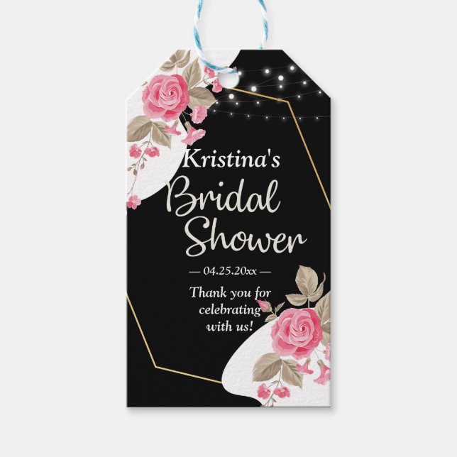 Moderne Elegance Rosa Blumenzange l Brautparty Geschenkanhänger (Vorderseite)