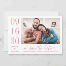 Moderne Elegance Rose Rosa Hochzeitssemble Foto Save The Date