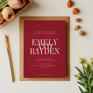 Moderne Elegance Ruby Red QR Code Wedding Einladung