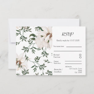 Moderne Elegance Watercolor Roses Hochzeit RSVP Karte