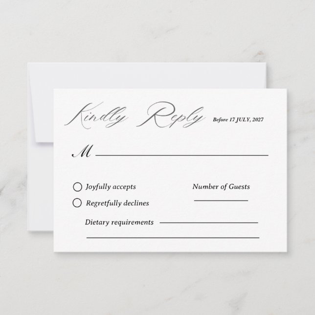 Moderne Elegance Wedding RSVP Card Karte (Vorderseite)