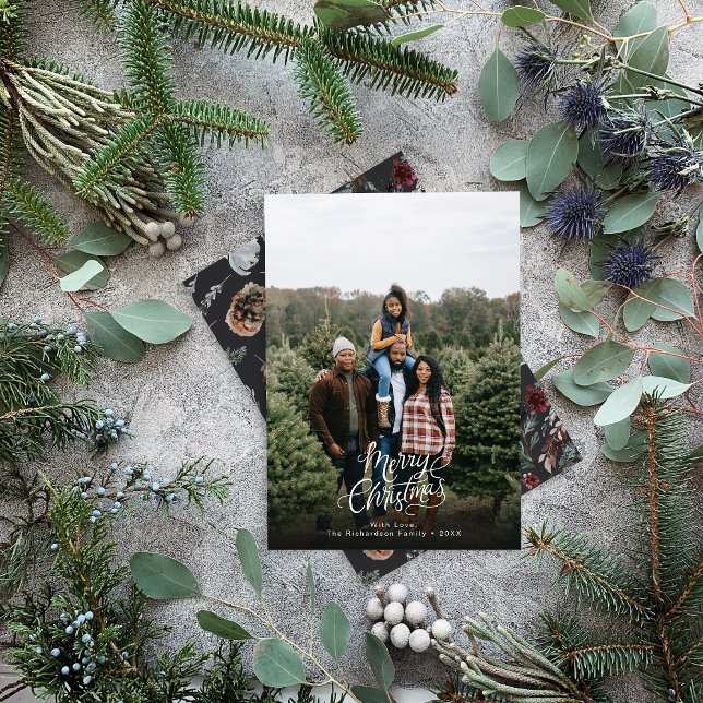 Moderne Elegant 1 Foto Weihnachtsschrift Feiertagskarte (Von Creator hochgeladen)