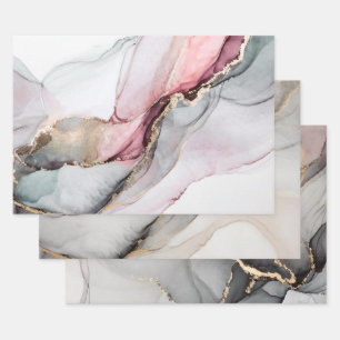 Moderne Elegant Agate Marble Geschenkpapier Set