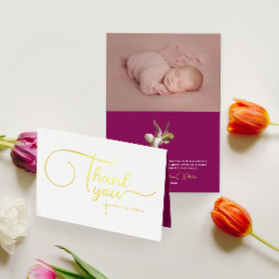 Moderne Elegant Angel Baby Taufe Danke, Script Folienkarte