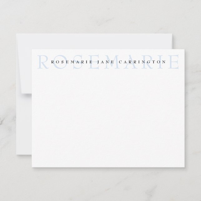 Moderne Elegant Baby Blue Personalisiert Stationer Mitteilungskarte (Vorderseite)