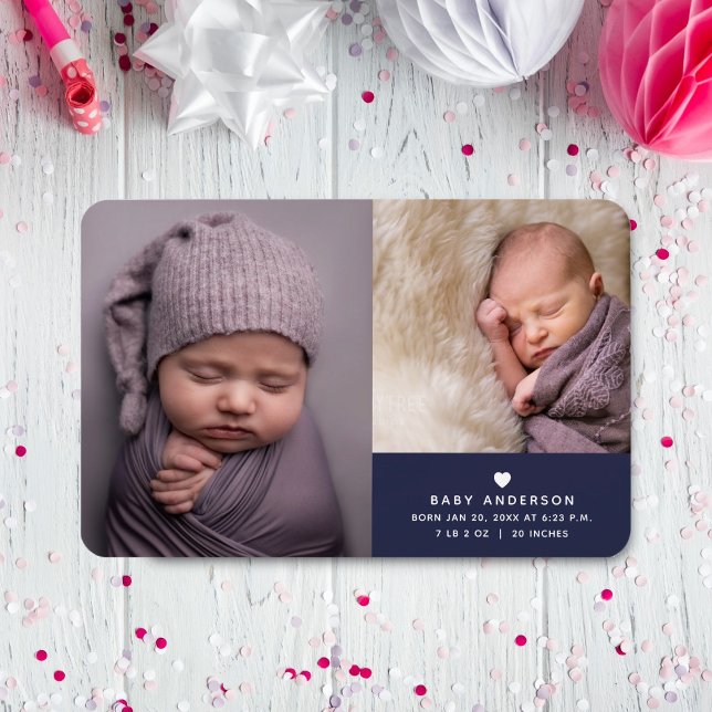 Moderne Elegant Baby Boy Foto Geburtshinweis Magnet (Von Creator hochgeladen)