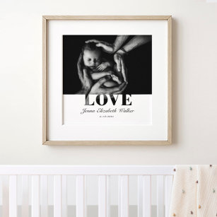 Moderne Elegant Baby Foto Liebe Typografie Poster