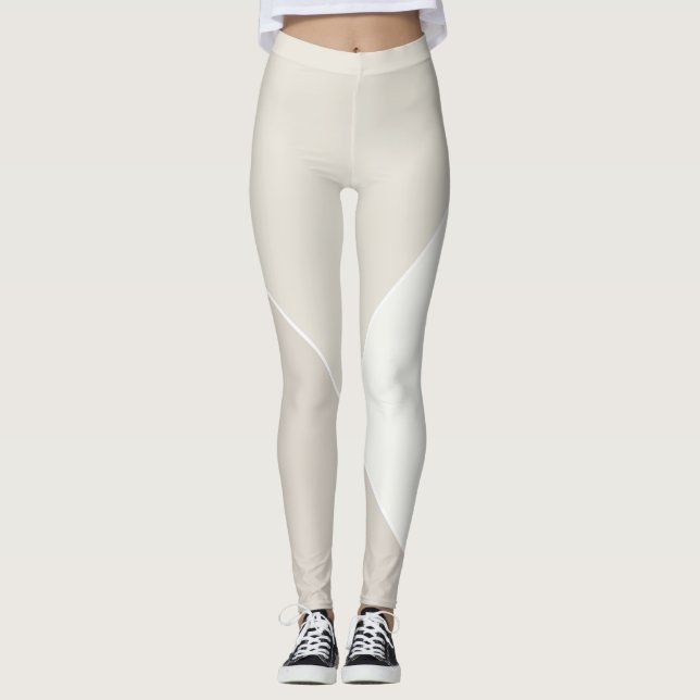 Moderne Elegant Beige Braun Weißer Chic Leggings (Vorderseite)
