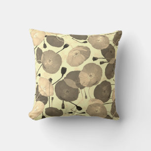 Moderne Elegant Beige Poppy Floral Kissen