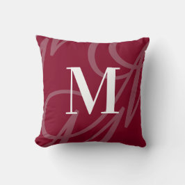 Moderne Elegant Big Monogram Burgundy Red Kissen