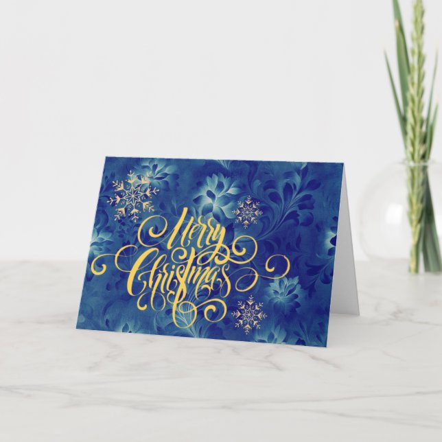 Moderne Elegant Blauer Weihnachtsfest Feiertagskarte (Vorderseite)