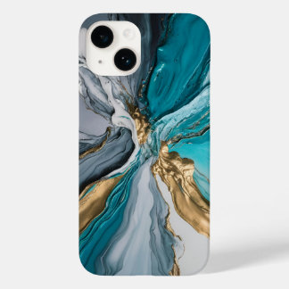 Moderne Elegant Blue Gold Marble iPhone Gehäuse Case-Mate iPhone 14 Hülle