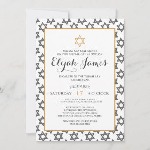 Moderne Elegant Blue Gold Star von David Bar Mitzv Einladung
