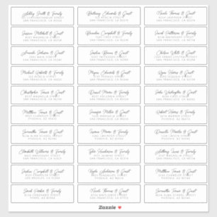 Moderne Elegant Chic Wedding Guest Names Adresse Aufkleber