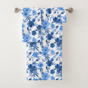 Moderne Elegant Cornflower Blue Navy Badhandtuch Set