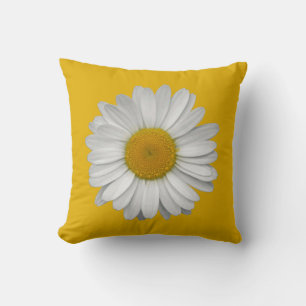 Moderne Elegant Daisy Blume auf Mustard Yellow Kissen