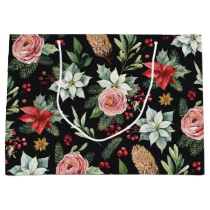 Moderne Elegant Dark Floral Weihnachten Große Geschenktüte