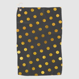 Moderne Elegant einfache Holzkohle & Gold Polka Do Golfhandtuch